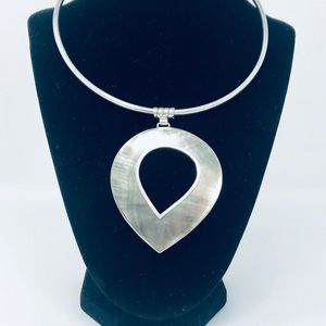Mother of Pearl Gray Leaf Sterling Silver Pendant